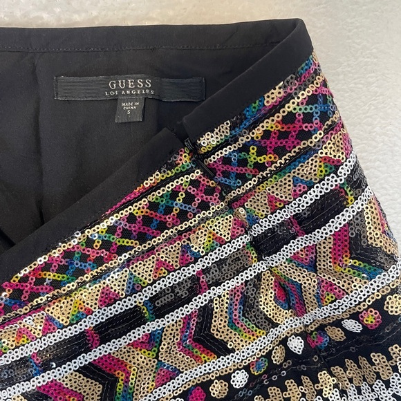Guess Colorful Sequin Embellished Mini Skirt Festival Event Summer Art to Wear - Picture 8 of 8